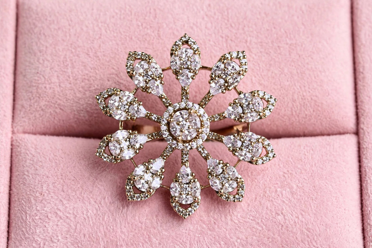 Bloom Starburst - 3.5cm Diamond Flower Cocktail Ring