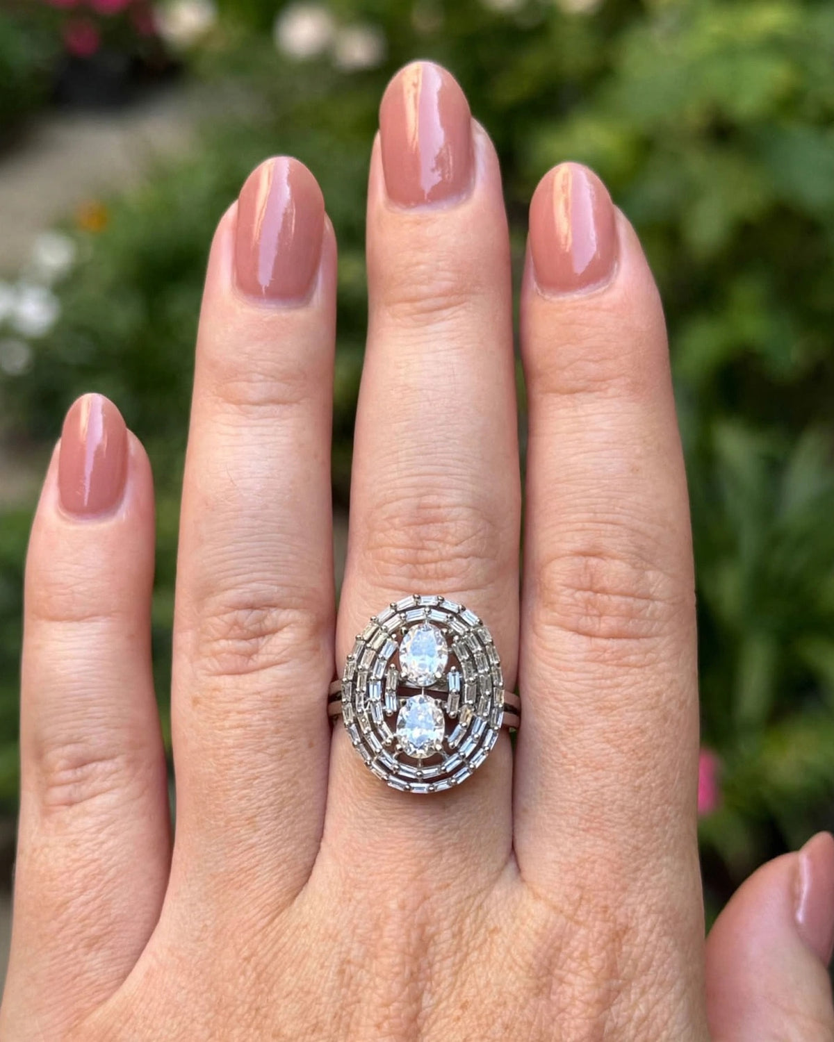 Twin Oval Baguette Ballerina Disc Ring