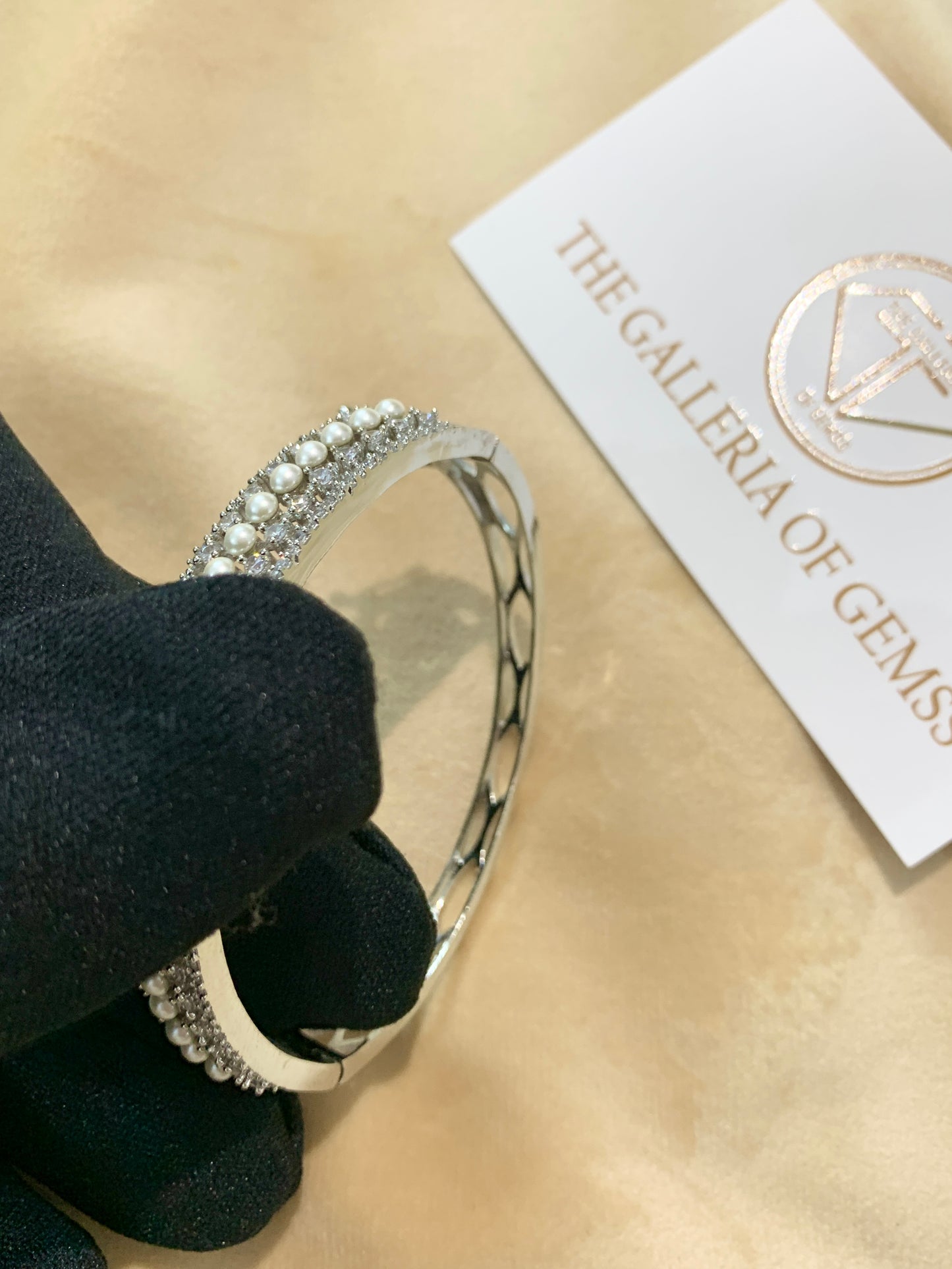 Dina diamond and pearl bracelet