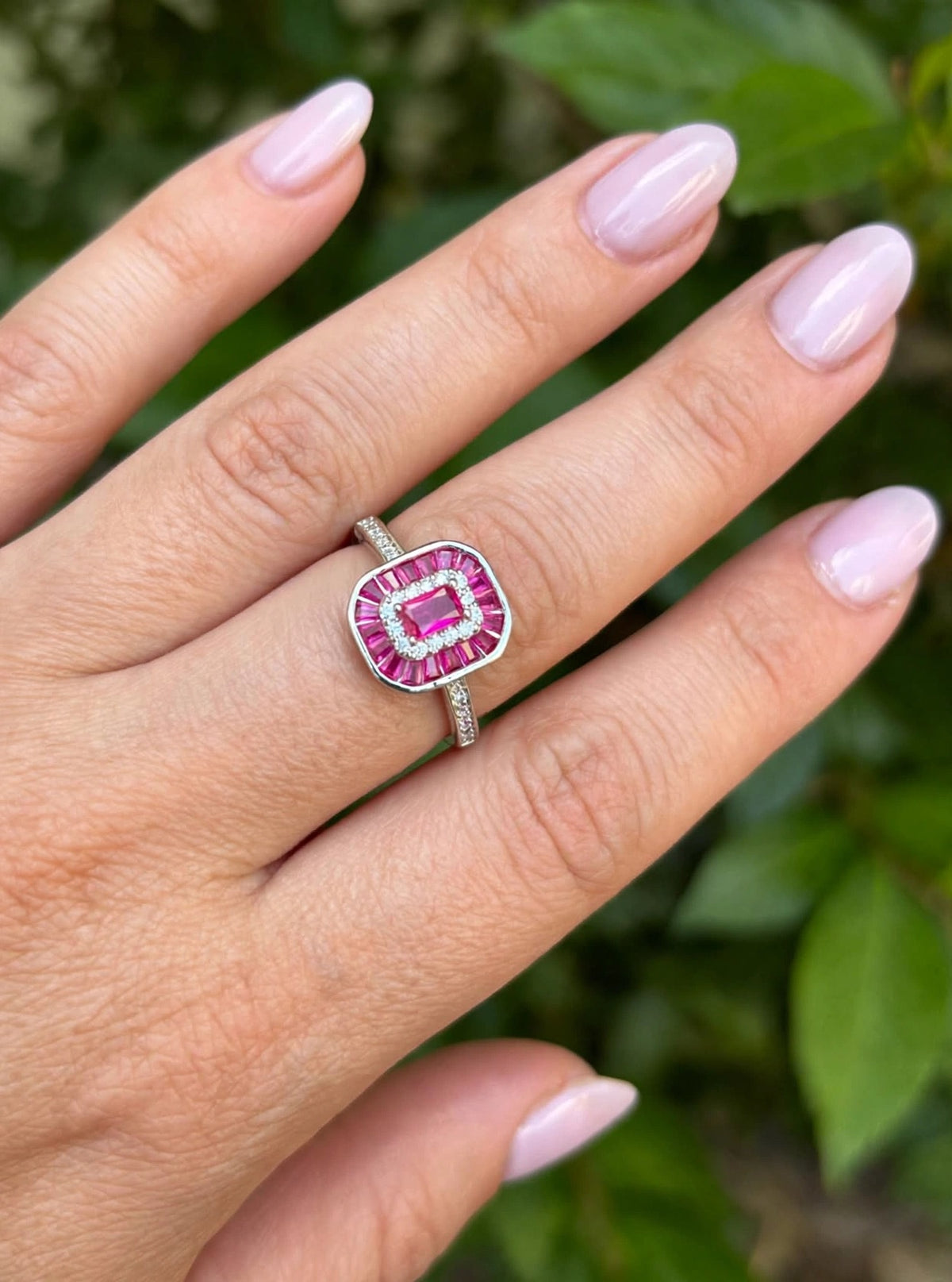 Mira Ballerina - Emerald Cut Halo Baguette Ring