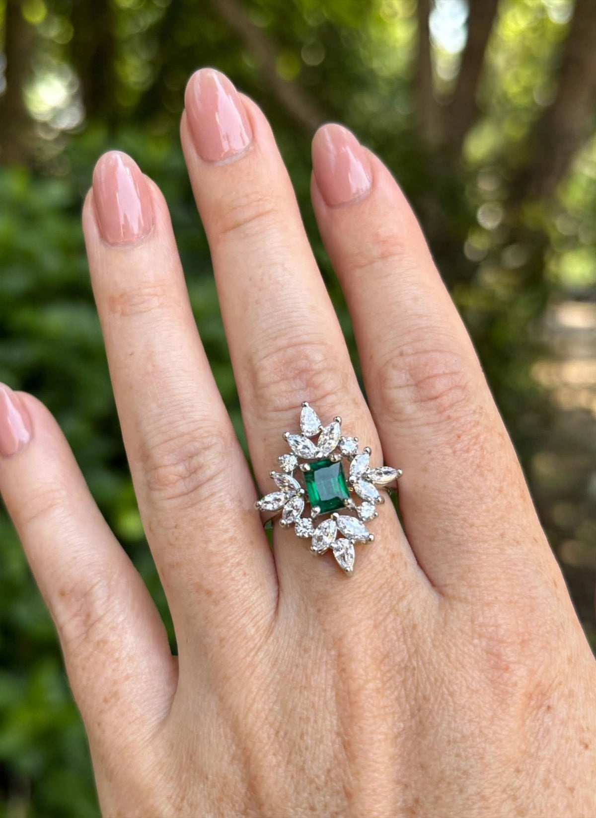 Radiant Snowburst Marquise Cluster Ring