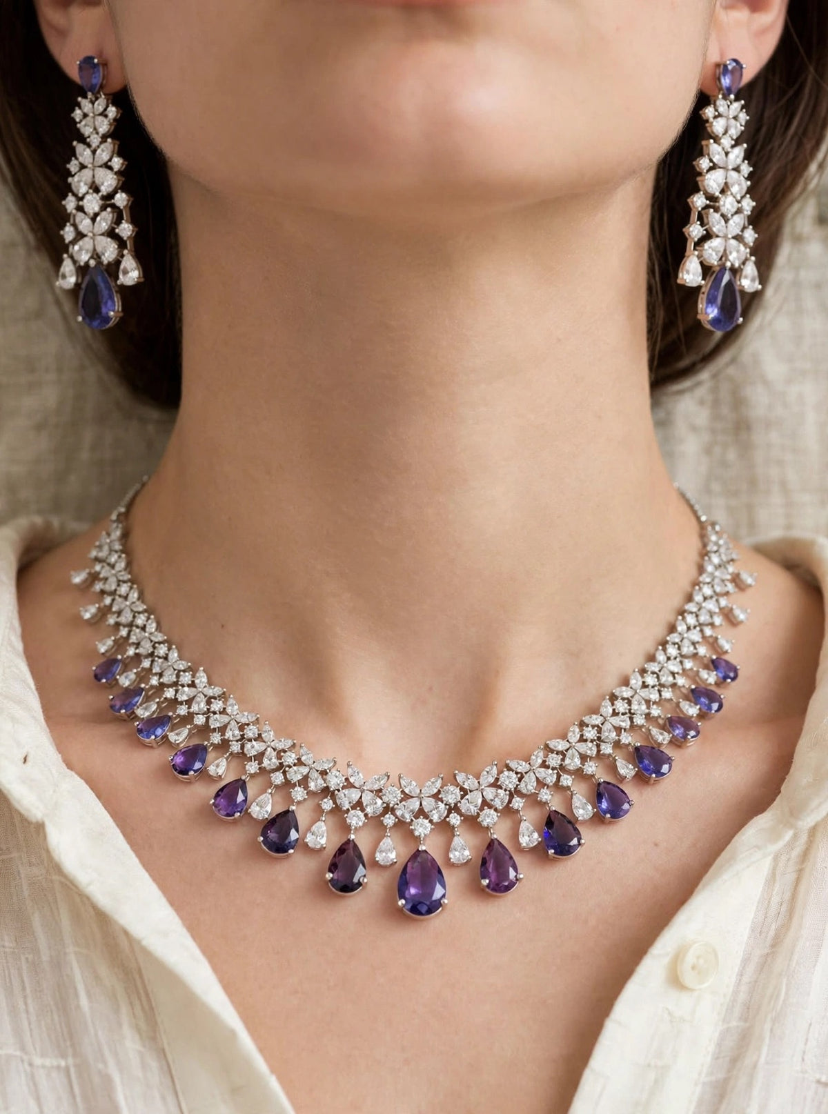 Adah diamond droplet necklace