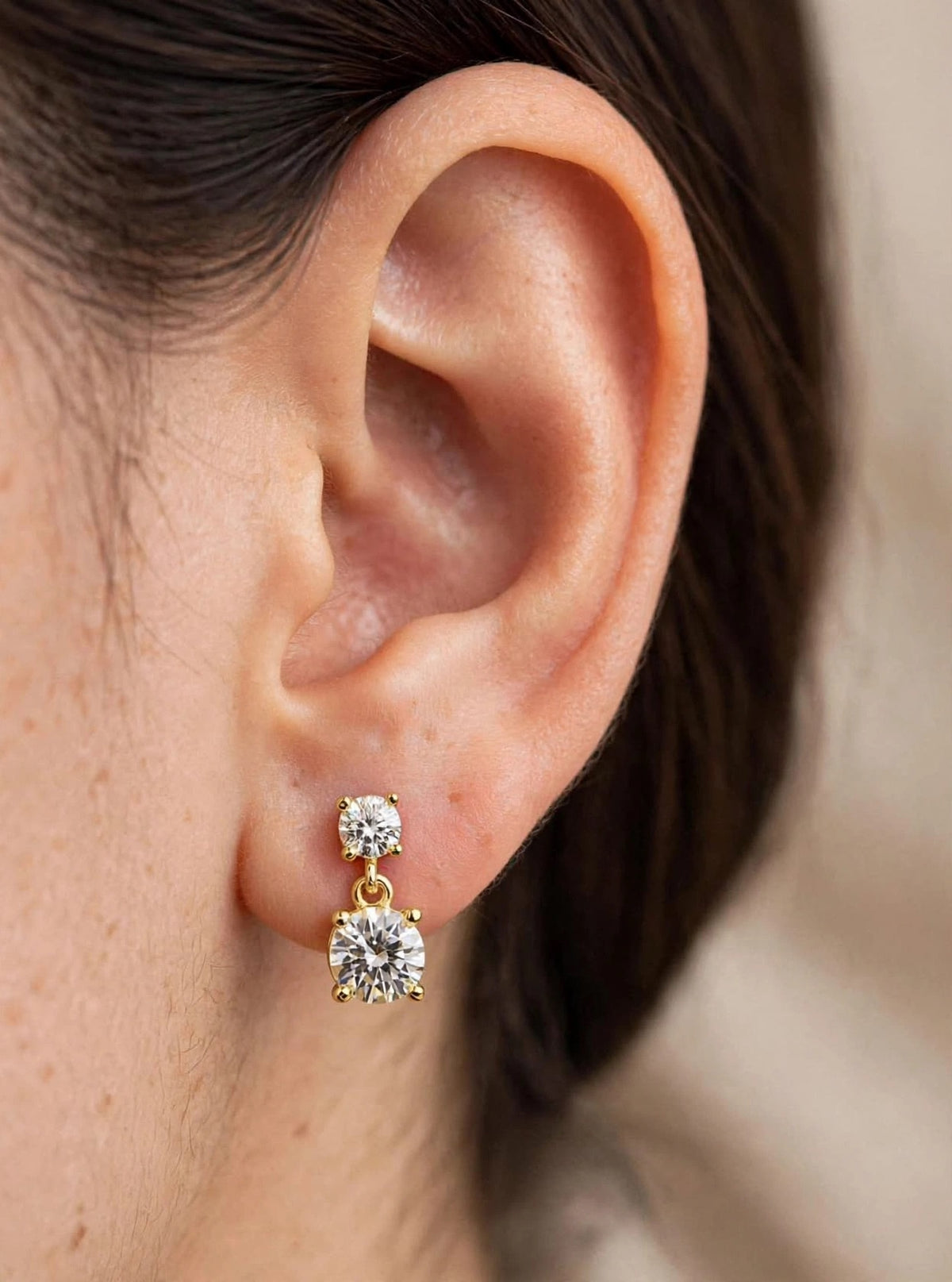 Sofia Duo - Double Solitaire Diamond Drop Earrings