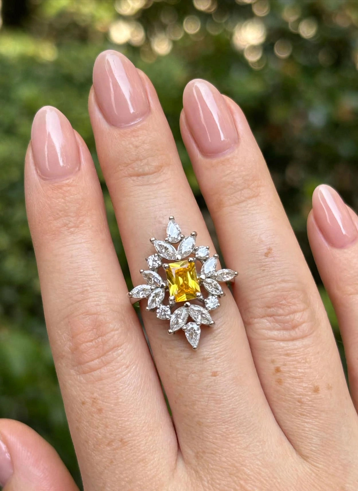 Radiant Snowburst Marquise Cluster Ring