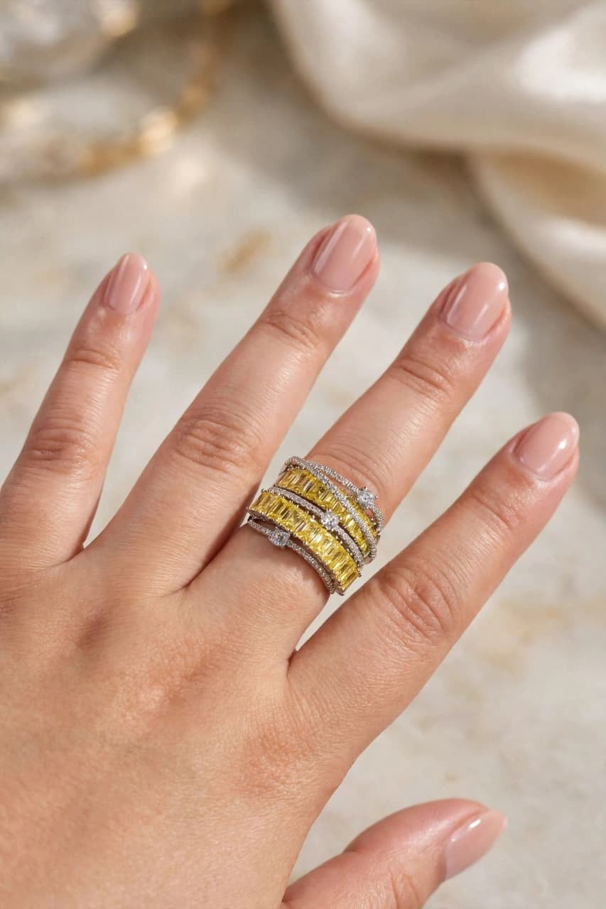 Citrine Sunburst Spiral Ring