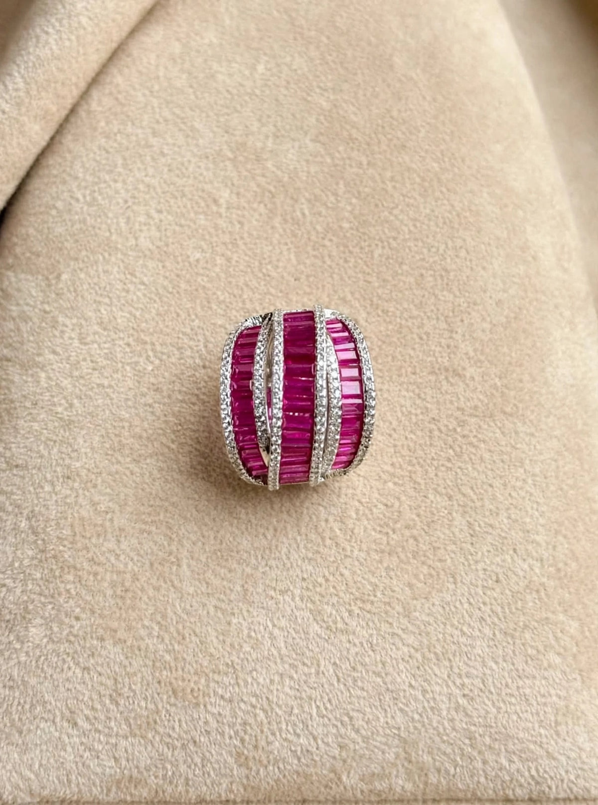 Zara Wave - Ruby Baguette Diamond Wave Band Ring