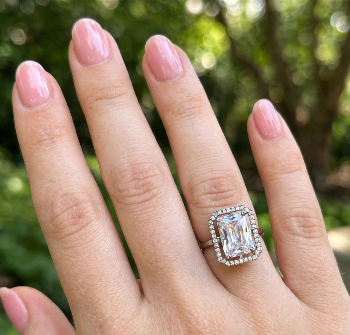 Aurora Emerald-Cut Halo Ring