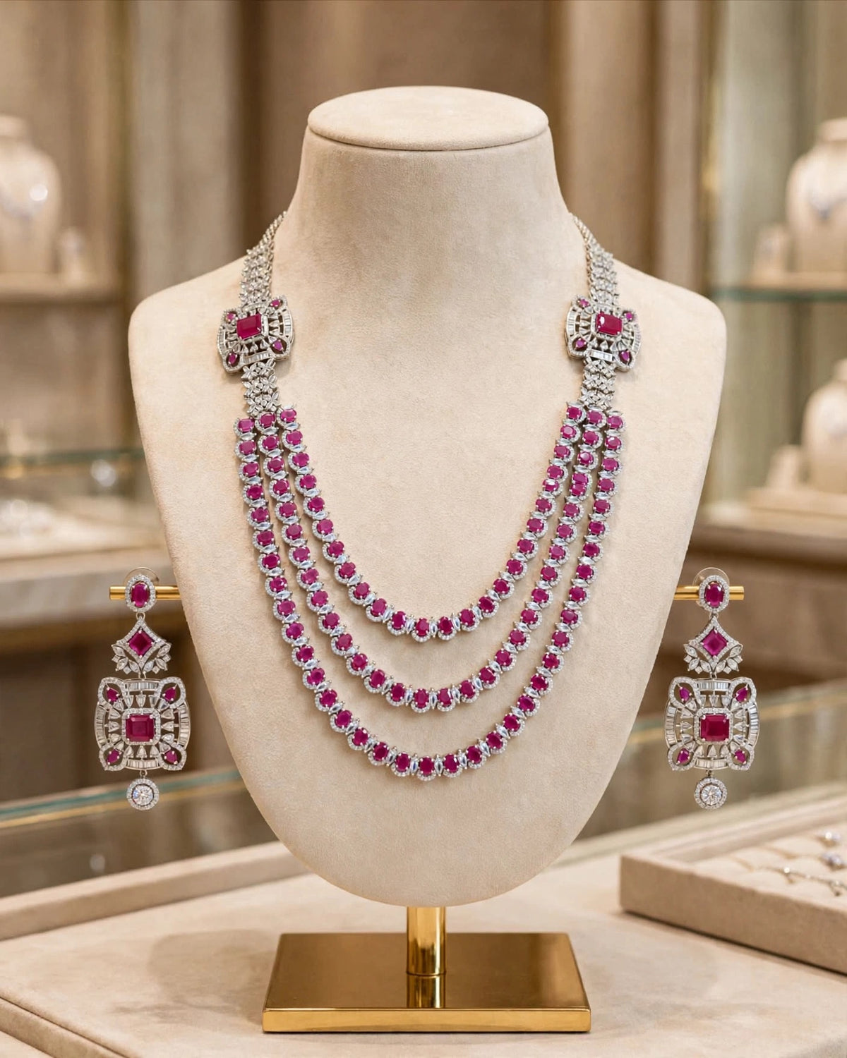Maharani Royale 3-Layer Diamond Haar Set