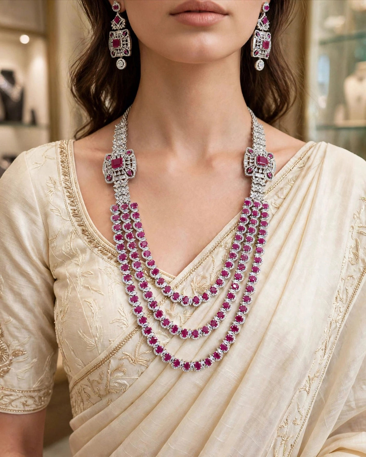 Maharani Royale 3-Layer Diamond Haar Set