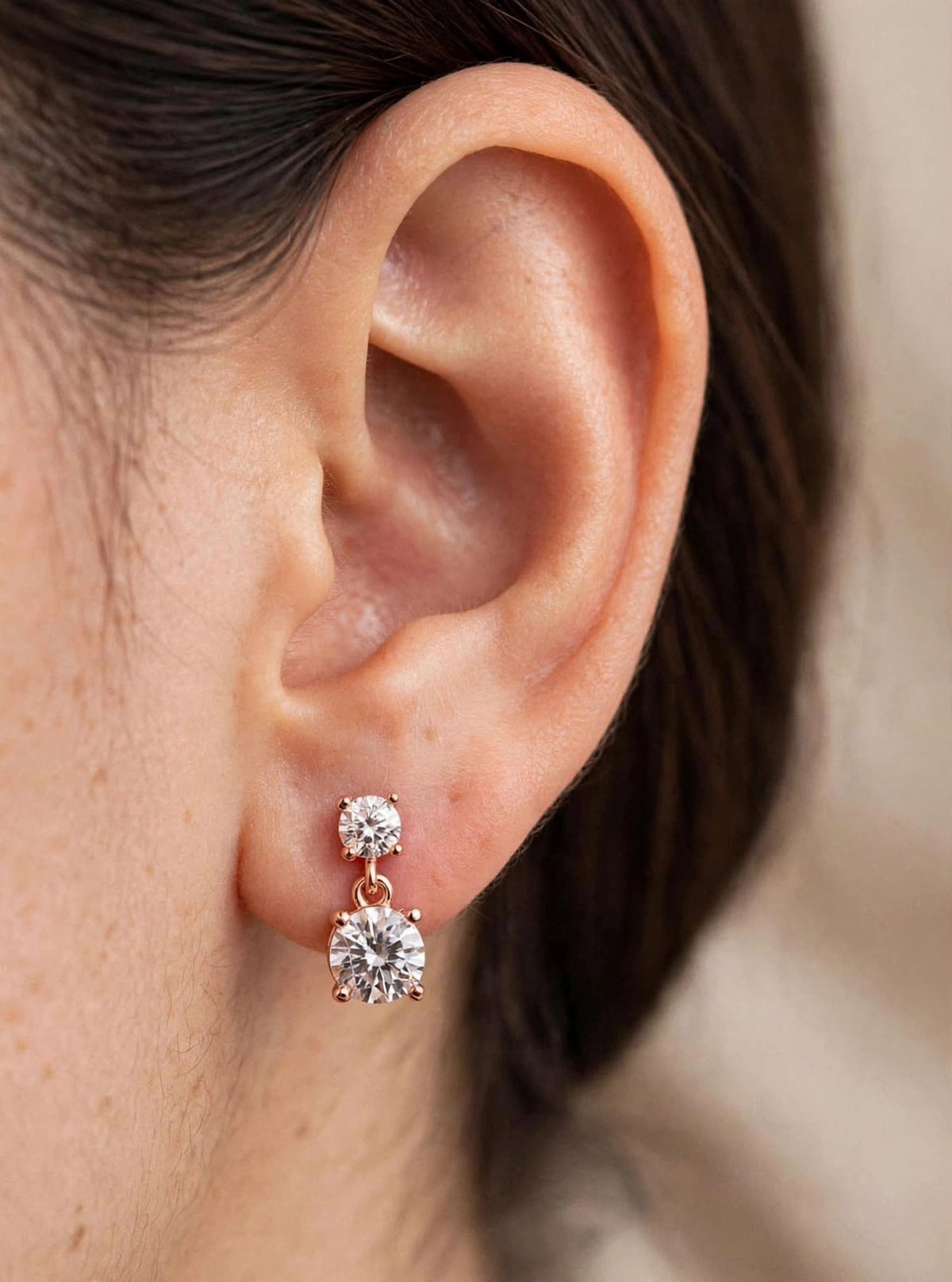 Sofia Duo - Double Solitaire Diamond Drop Earrings