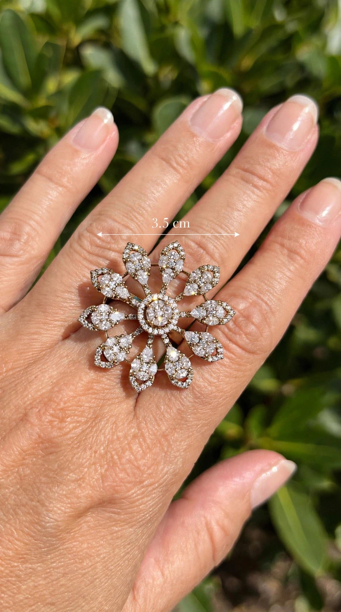 Bloom Starburst - 3.5cm Diamond Flower Cocktail Ring