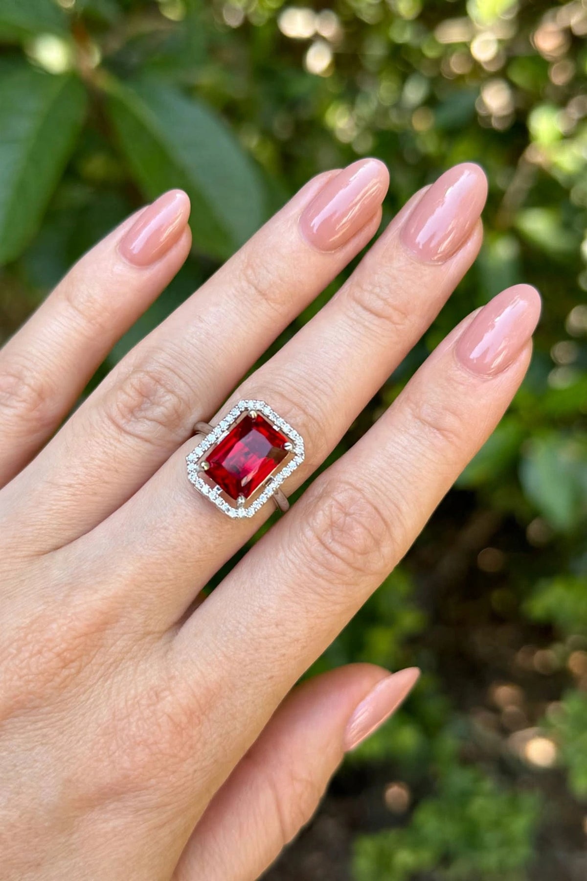 Aurora Emerald-Cut Halo Ring