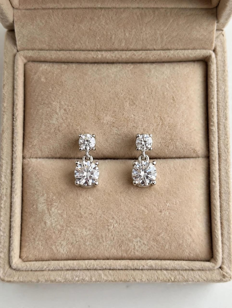 Sofia Duo - Double Solitaire Diamond Drop Earrings