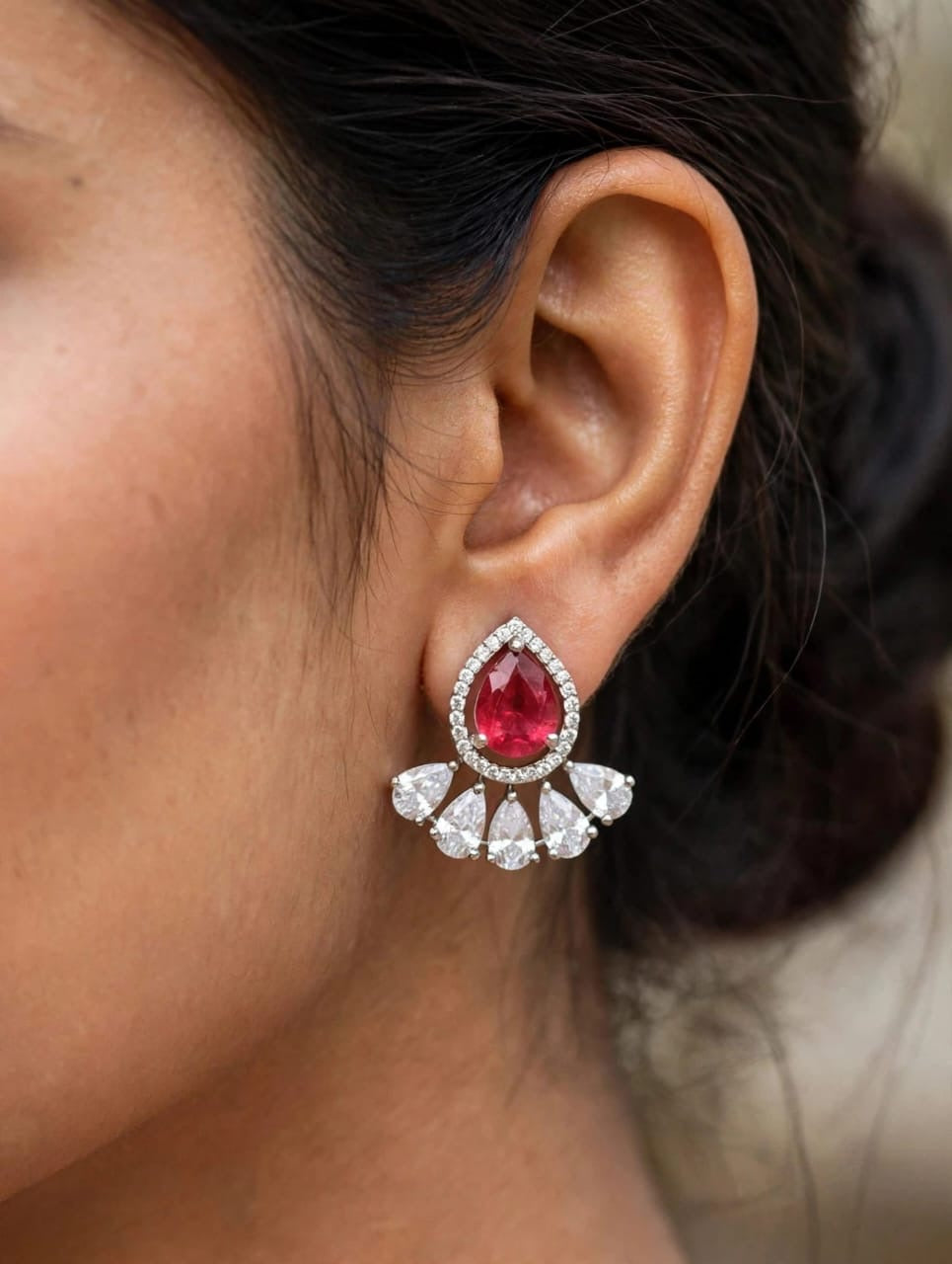 Teardrop Halo Diamond Earrings