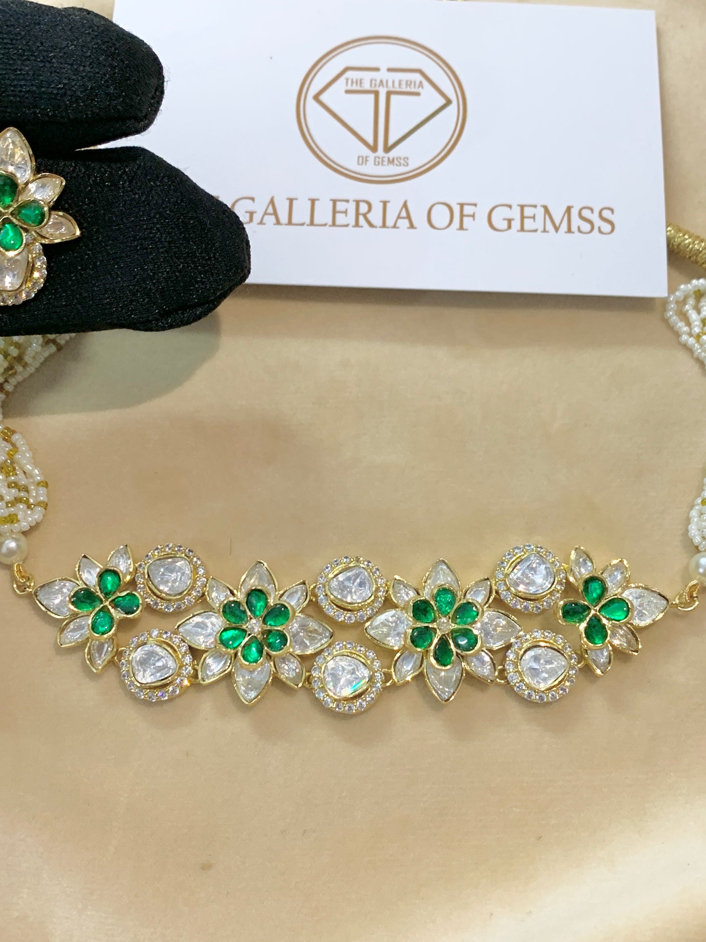 Meena Moisannite emerald choker