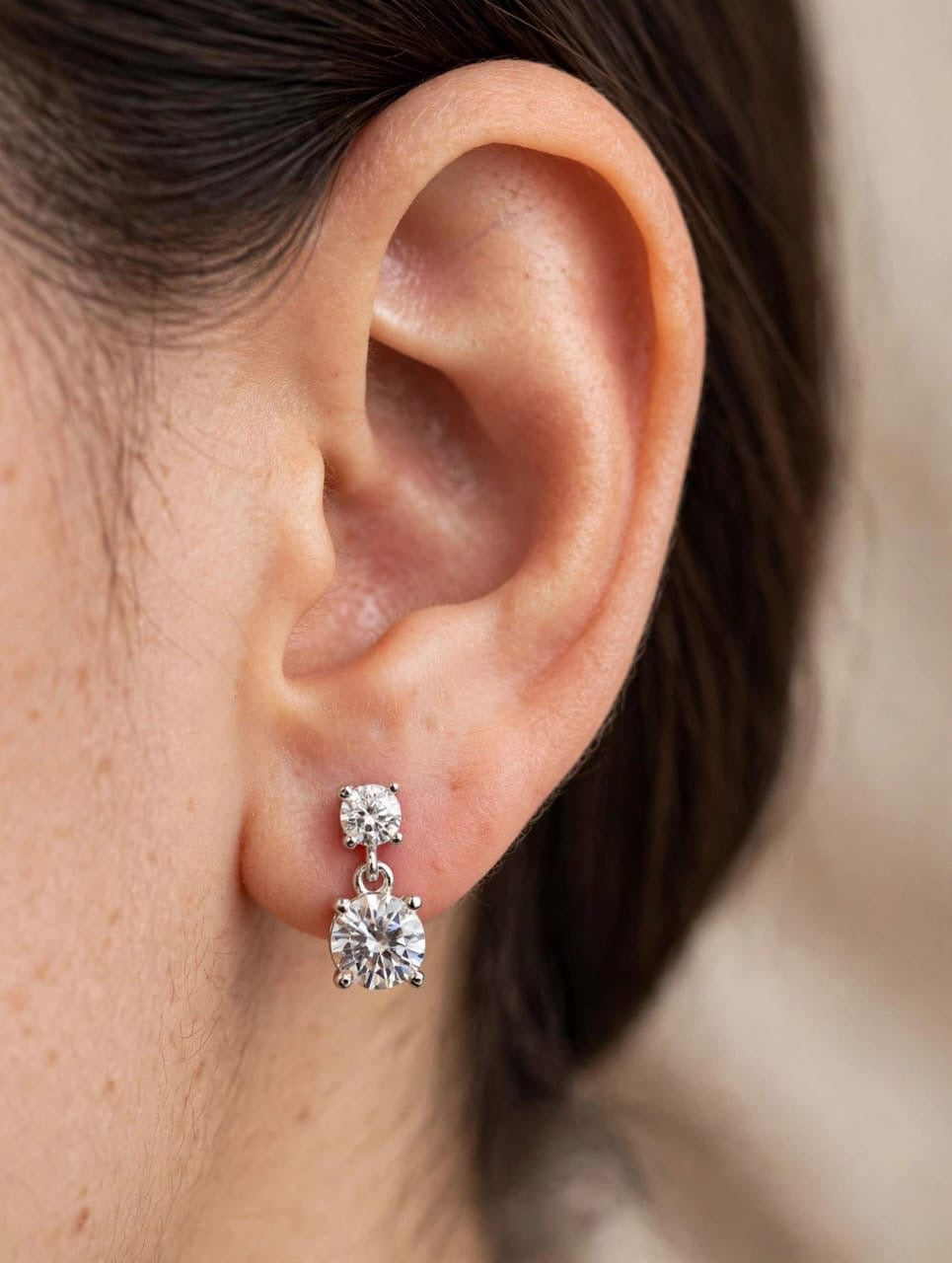 Sofia Duo - Double Solitaire Diamond Drop Earrings