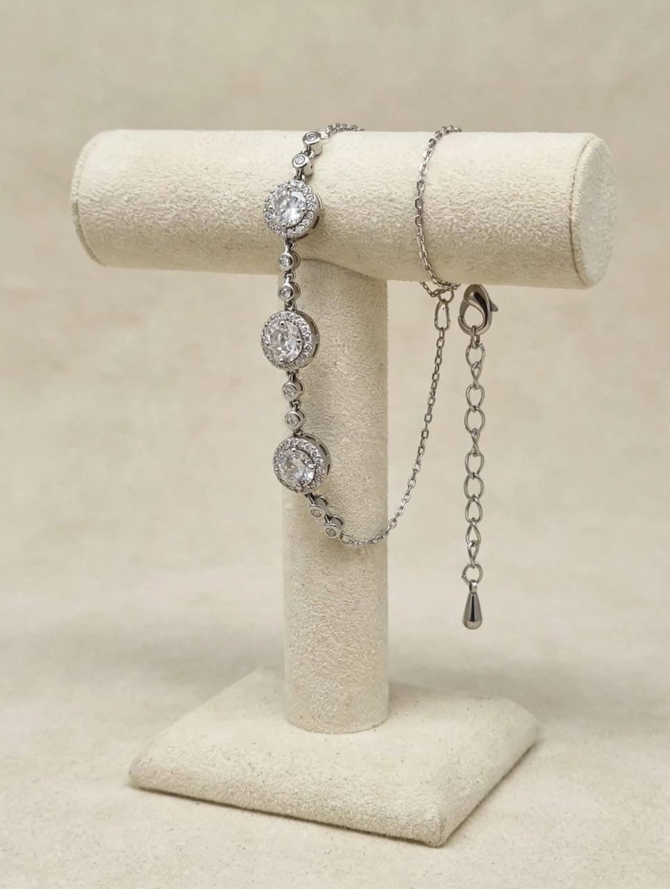 Elina Halo - Triple Solitaire Diamond Bracelet