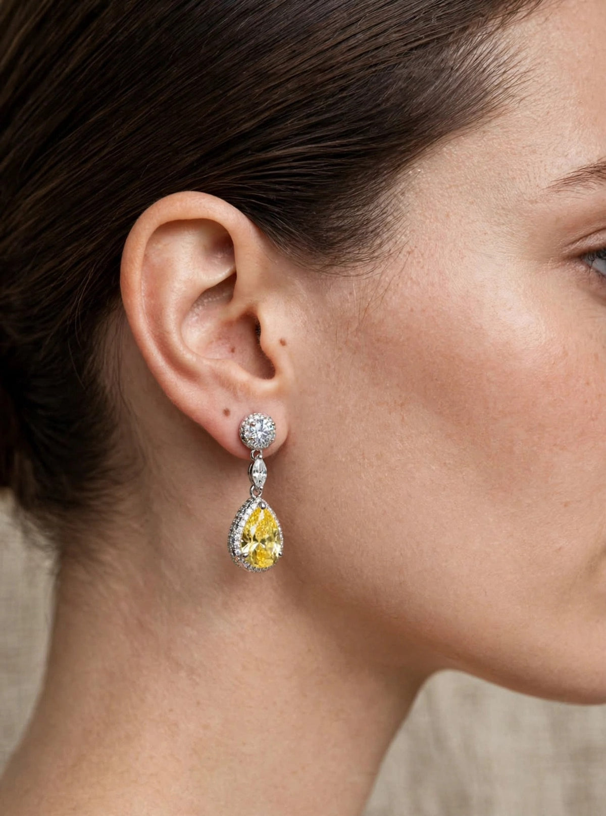 Blush Teardrop Halo Diamond Earrings