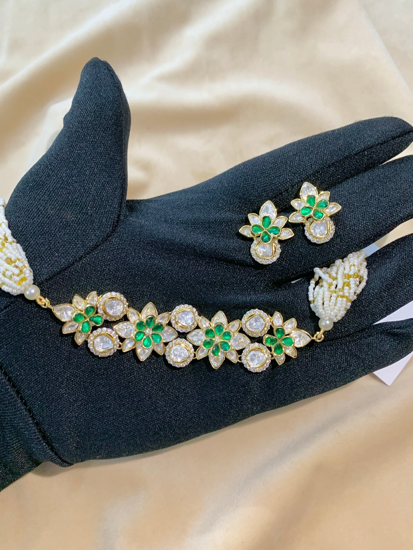 Meena Moisannite emerald choker