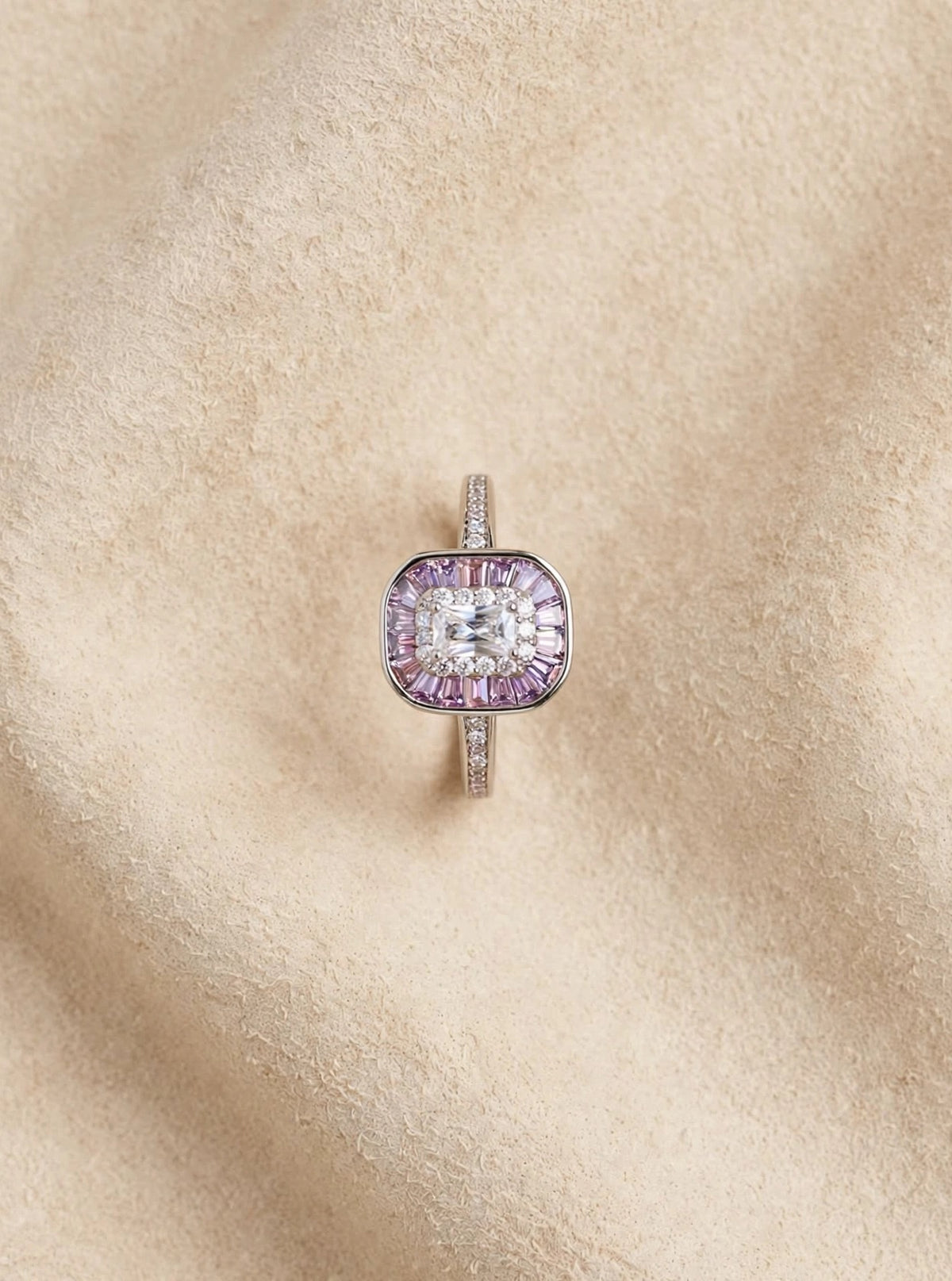 Mira Ballerina - Emerald Cut Halo Baguette Ring