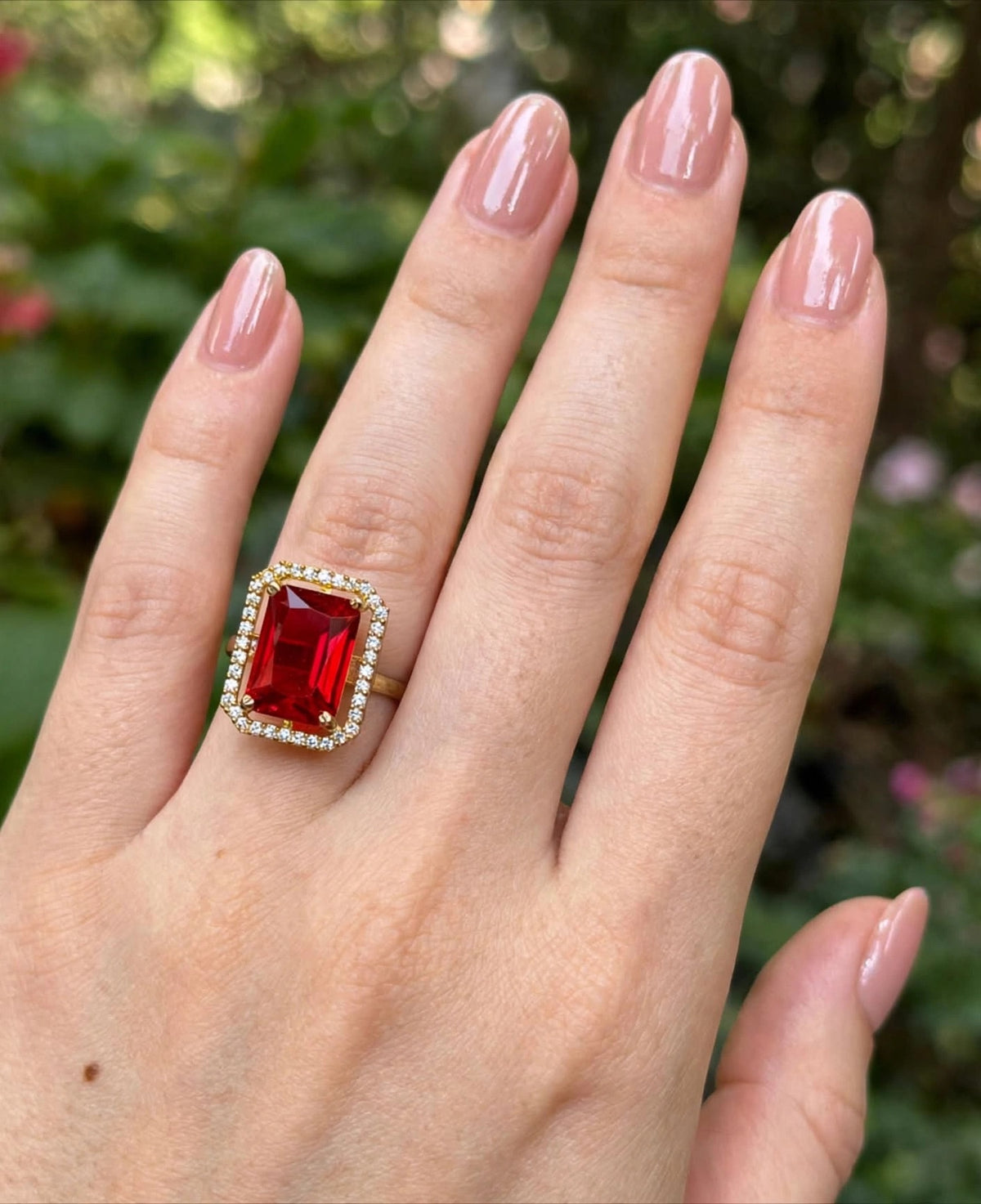 Aurora Emerald-Cut Halo Ring